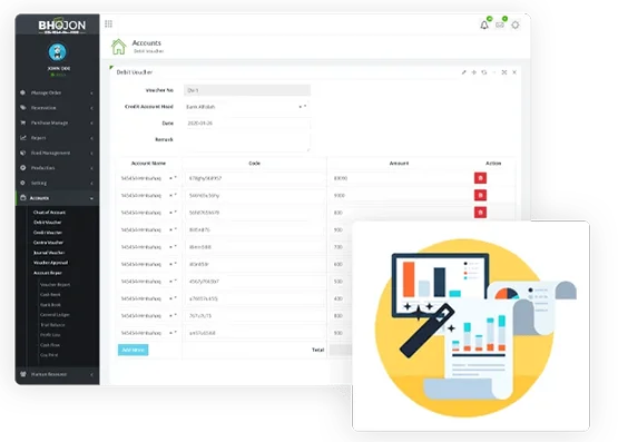Account Management of restaurant management Software