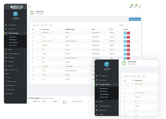 purchase management Restaurant Management System