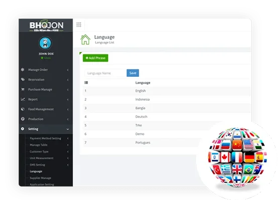 Multi Language restaurant management system